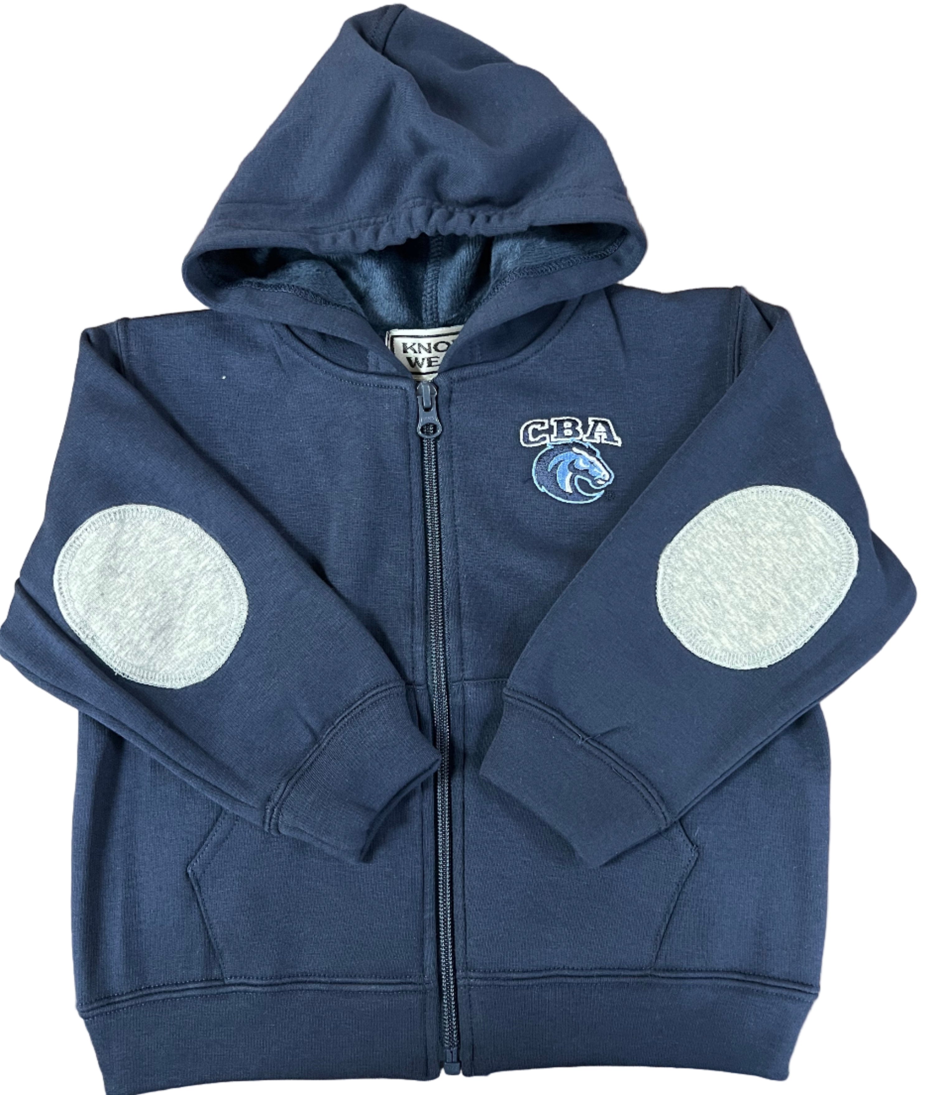Toddler Full Zip Hooded Sweatshirt with Elbow Patches(8076)