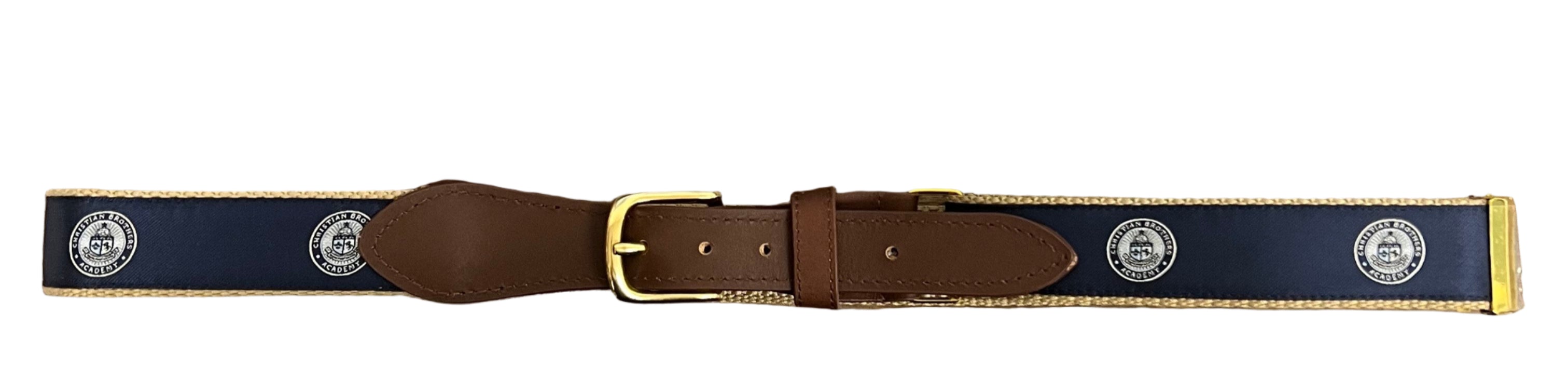 Ribbon Belt with Brown Leather Trim (8065)