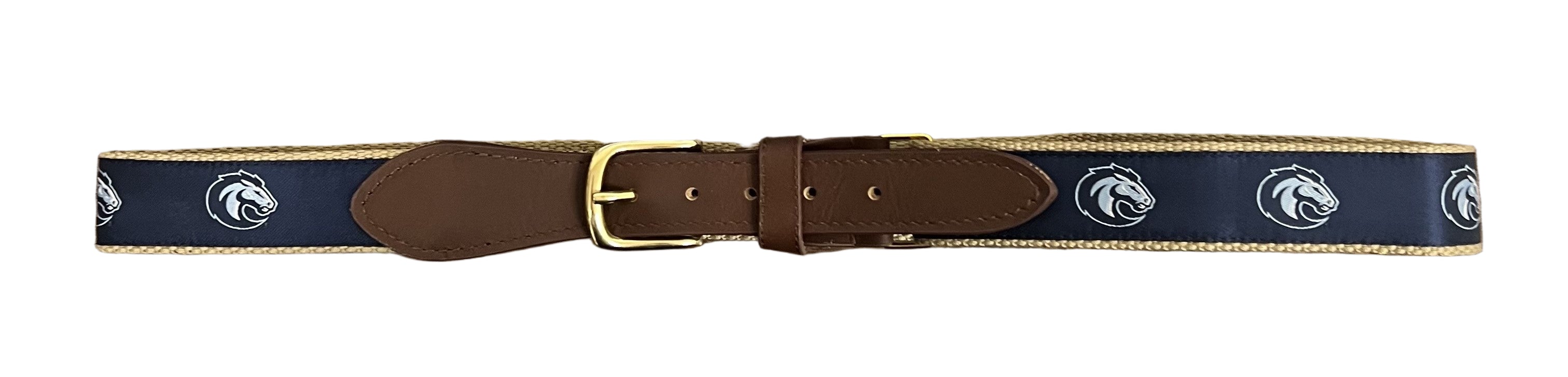 Ribbon Belt with Brown Leather Trim (8065)
