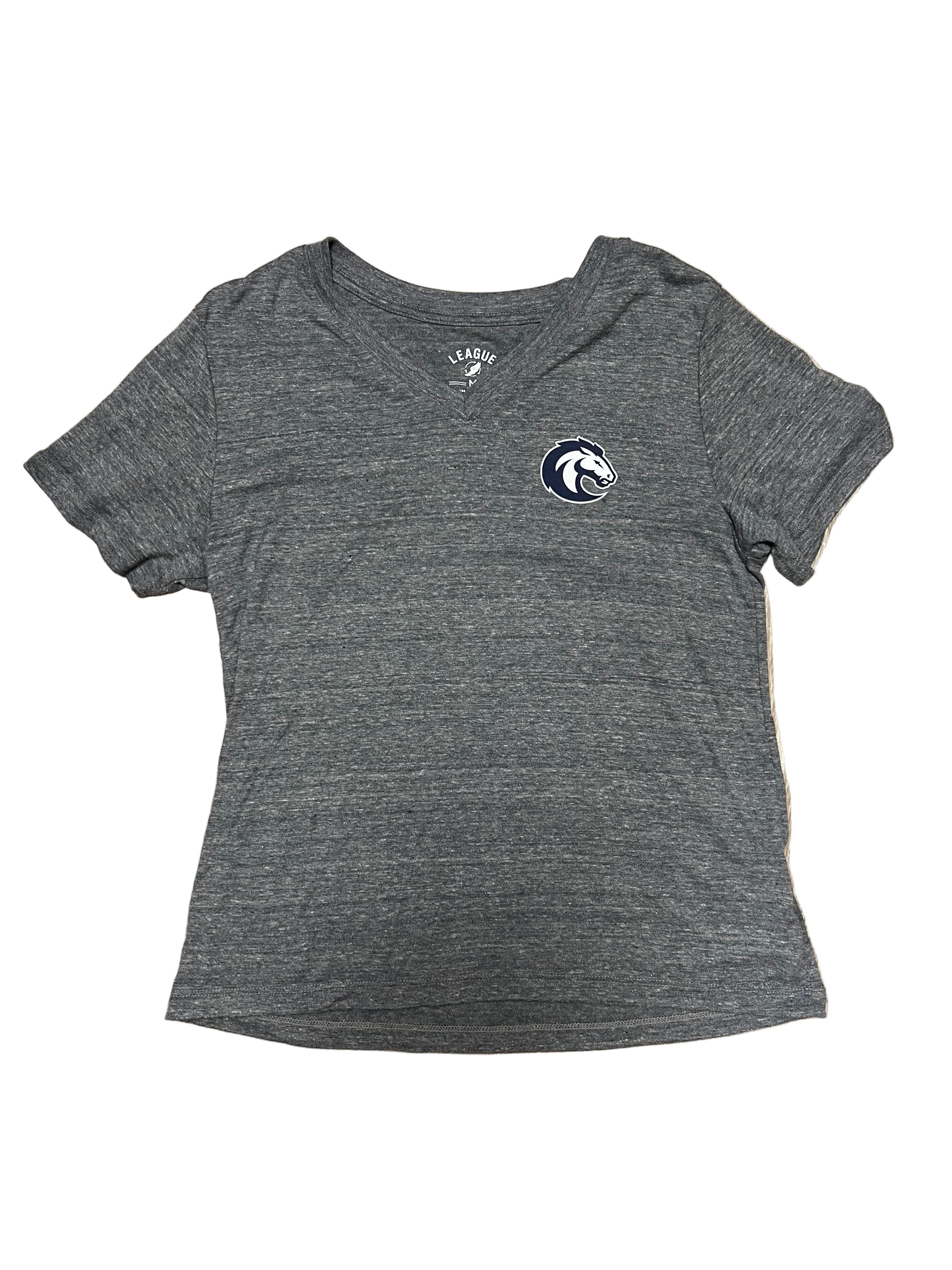Ladies grey V-neck Tee(8054)